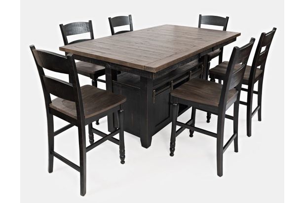 Picture of Madison Black Convertible Extension Table with Six Stools