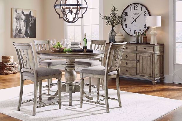 Picture of Plymouth Gray Counter Table and Four Stools
