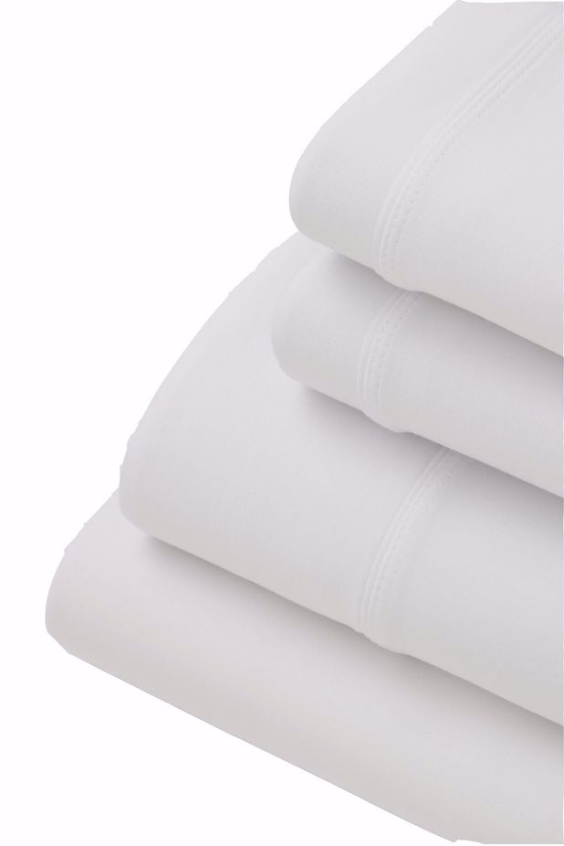 Picture of Purple SoftStretch White Queen Sheet Set