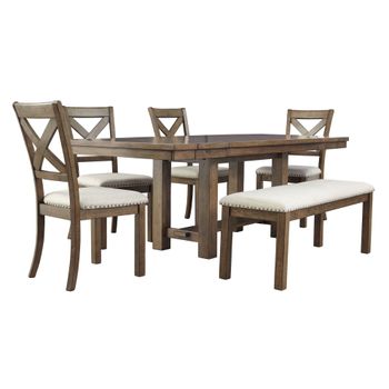 Moriville Dining Table with Four Chairs and One Bench