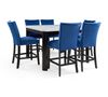 Picture of Francesca White Counter Height Table With 6 Blue Stools