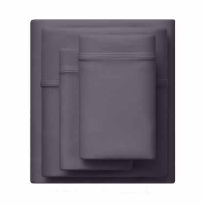 Picture of Purple SoftStretch Stormy Grey King Sheet Set