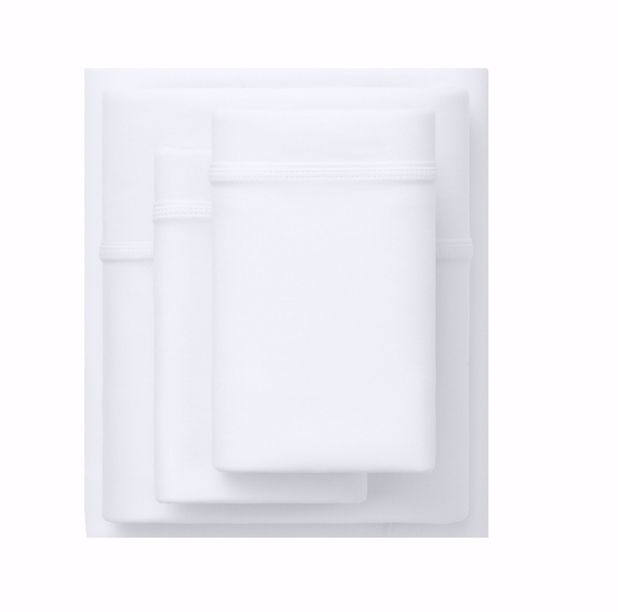 Picture of Purple SoftStretch White Twin Sheet Set